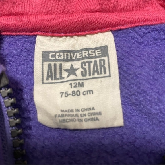 Converse All Star Hoodie Baby Girl Purple Pink Size 12m 75-80cm - Picture 6 of 9